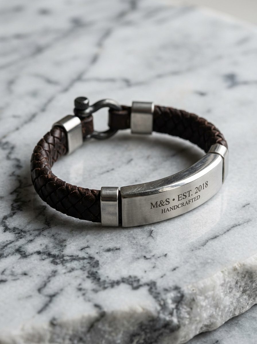Braided Leather & Steel Bracelet